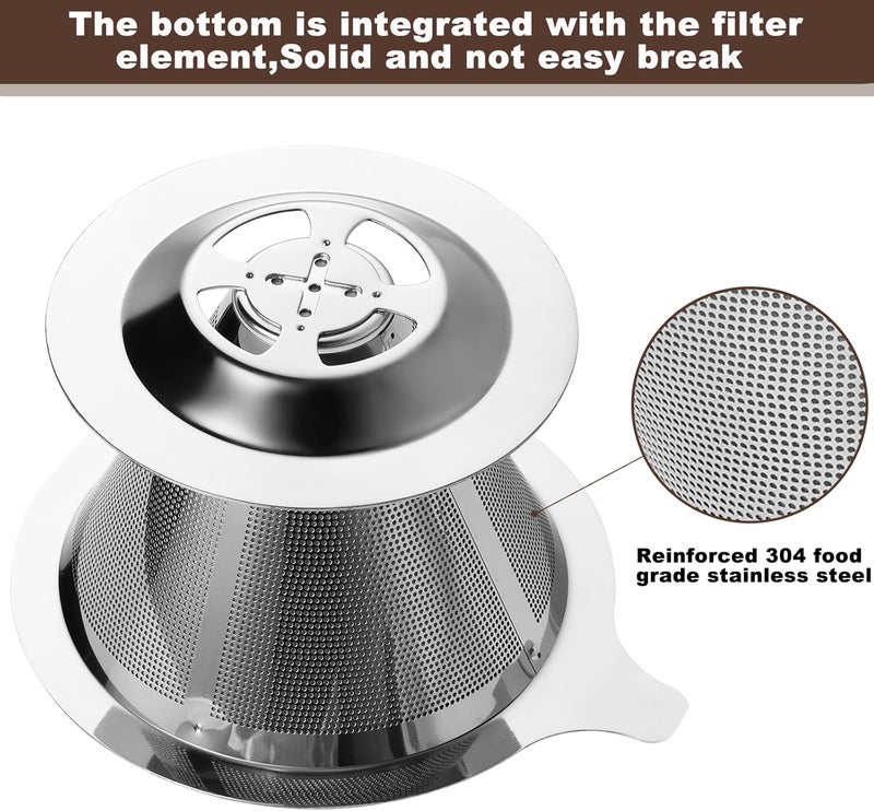 Annmexx Upgraded Pour Over Coffee Filter, Coffee Dripper, Paperless Mess Stainless Steel Coffee Filter, Maker One to Two Cup, Keeping Nature Coffee Flavour, Easy to Use and Clean (Large) - Image 3